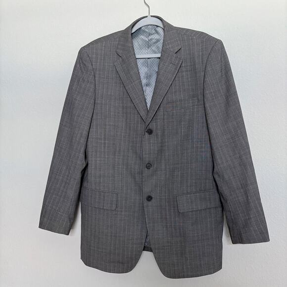 Bachrach gray wool blazer 2 button pinstripe suit jacket 40R - Picture 2 of 8